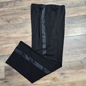 St. John High Rise Black Satin Striped Casual Pockets Lounge Pants Small